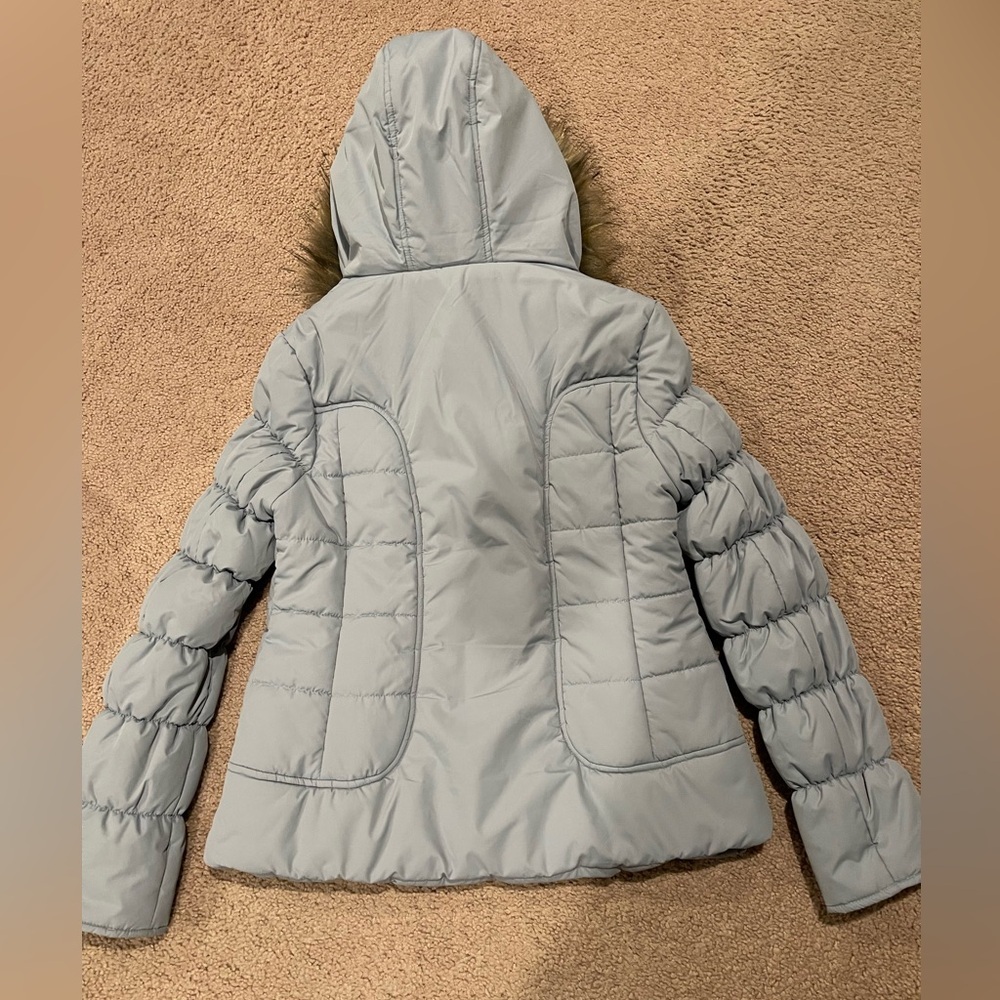 MARALYN & ME Light Blue Quilted Puffer Jacket with Faux-Fur Hood Trim - Picture 9 of 9